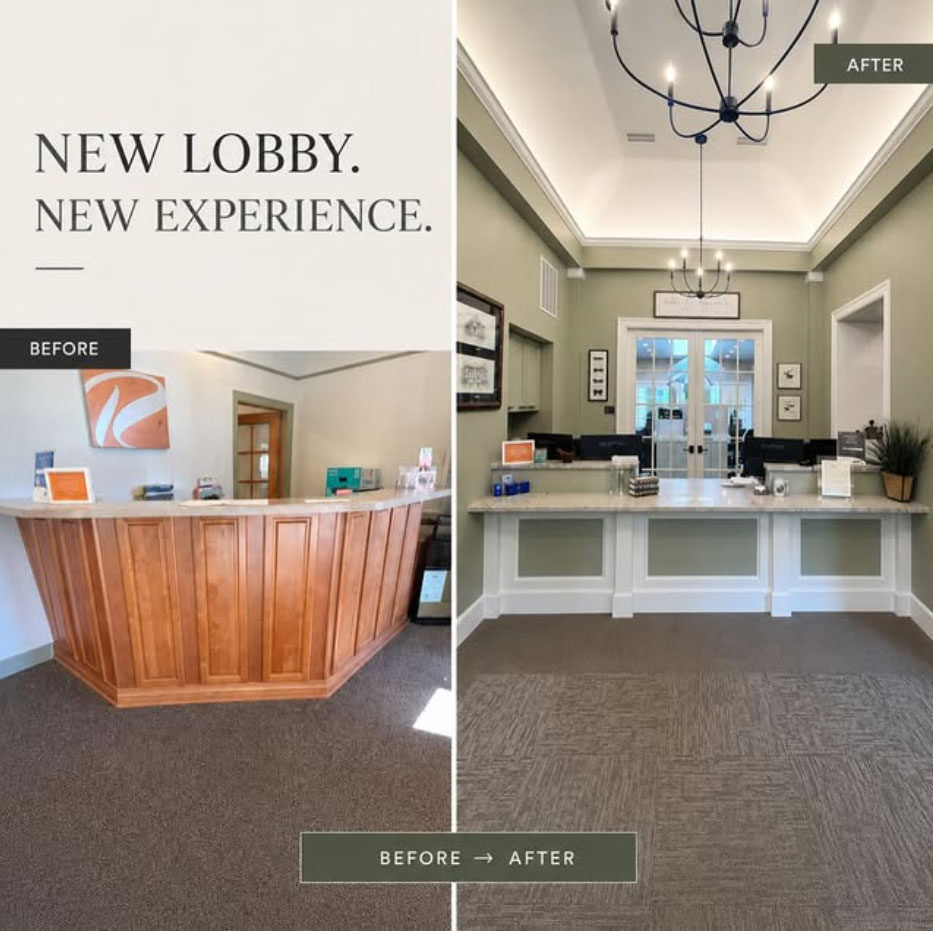 before and after office lobby renovation
